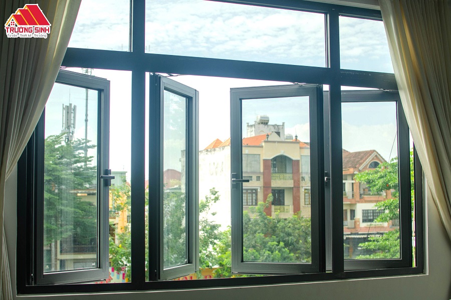 Mẫu cửa sổ 4 cánh khung nhôm Xingfa hiện đại